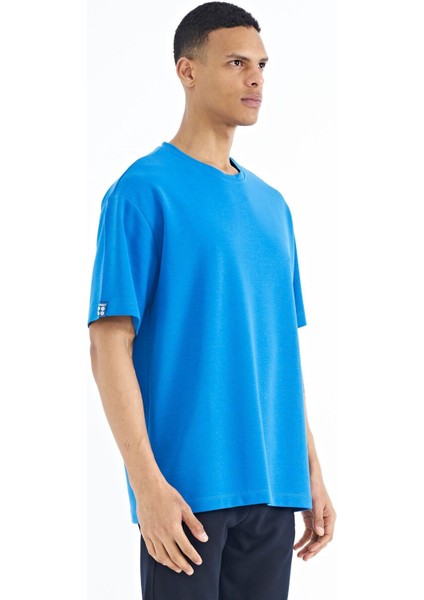 Tommy Life Saks Kol Arma Detaylı Basic Oversize Erkek T-Shirt - 88193