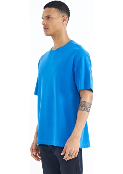 Tommy Life Saks Kol Arma Detaylı Basic Oversize Erkek T-Shirt - 88193