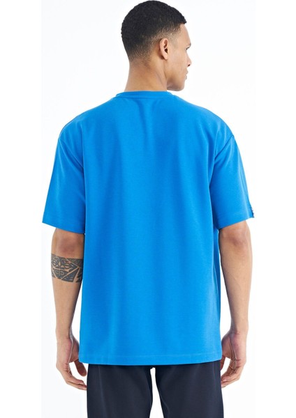 Tommy Life Saks Kol Arma Detaylı Basic Oversize Erkek T-Shirt - 88193