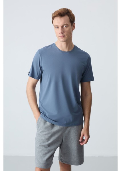 Tommy Life Petrol Erkek Basic Kısa Kol Standart Kalıp O Yaka T-Shirt - 87911