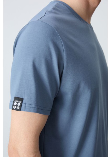 Tommy Life Petrol Erkek Basic Kısa Kol Standart Kalıp O Yaka T-Shirt - 87911 modelleri