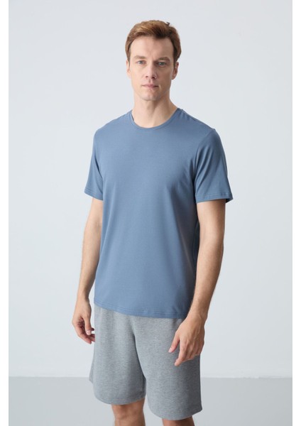 Tommy Life Petrol Erkek Basic Kısa Kol Standart Kalıp O Yaka T-Shirt - 87911 fırsatları