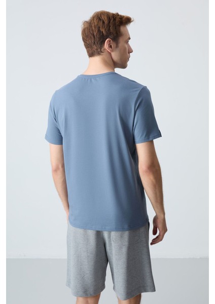 Tommy Life Petrol Erkek Basic Kısa Kol Standart Kalıp O Yaka T-Shirt - 87911 indirimleri