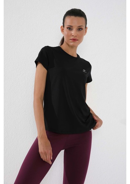 Tommy Life Siyah Kadın Basic Kısa Kol Standart Kalıp O Yaka T-Shirt - 97144