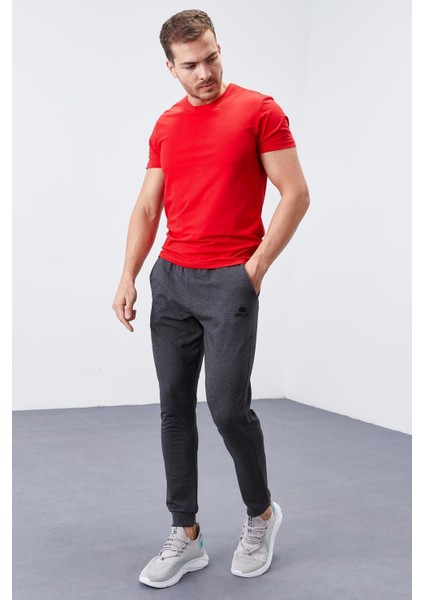 Tommy Life Antrasit Melanj Erkek Cepli Standart Kalıp Jogger Eşofman Alt-84652