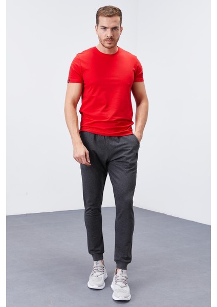 Tommy Life Antrasit Melanj Erkek Cepli Standart Kalıp Jogger Eşofman Alt-84652