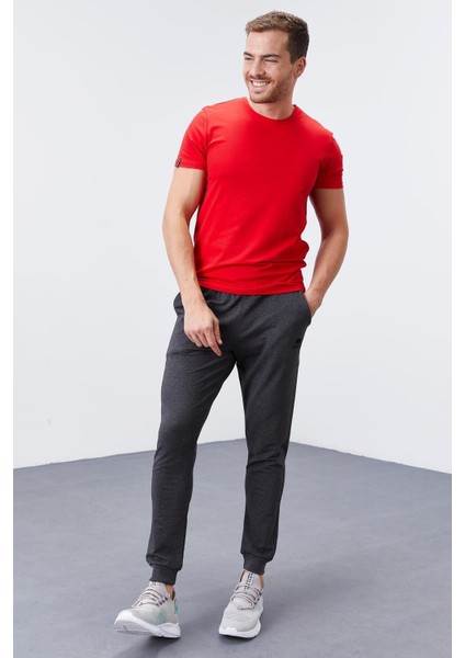 Tommy Life Antrasit Melanj Erkek Cepli Standart Kalıp Jogger Eşofman Alt-84652