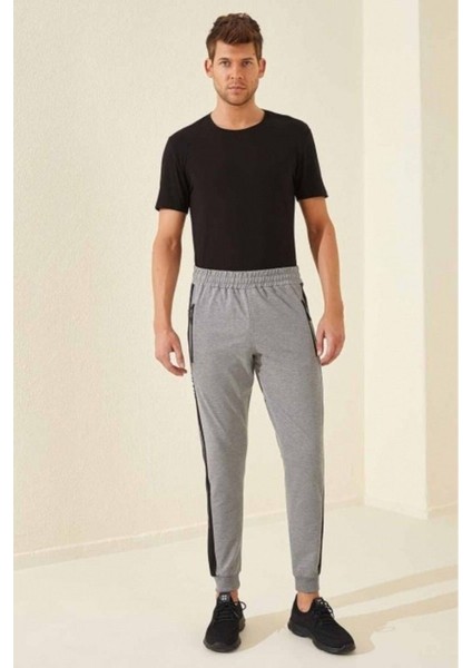 Tommy Life Yazı Baskılı Gri Melanj Erkek Eşofman Alt