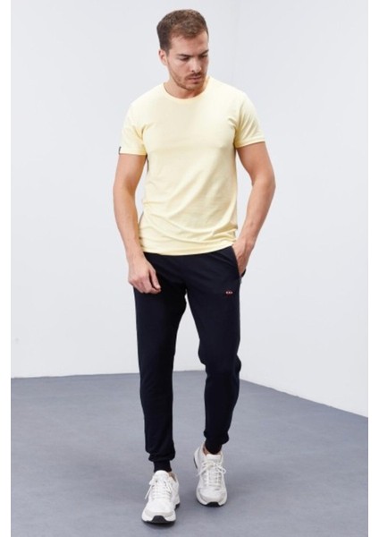 Tommy Life Lacivert Erkek Fermuar Cepli Standart Kalıp Jogger Eşofman ALT-84651