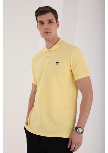 Tommy Life Sarı Erkek Klasik Kısa Kol Dar Kesim Polo Yaka T-Shirt-87768