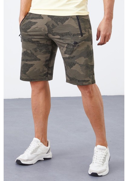 Tommy Life Haki Erkek Kamuflaj Desenli Standart Kalıp Şort-81157_1