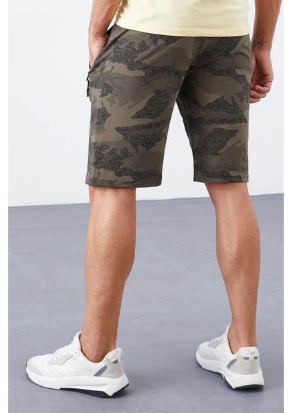 Tommy Life Haki Erkek Kamuflaj Desenli Standart Kalıp Şort-81157_1
