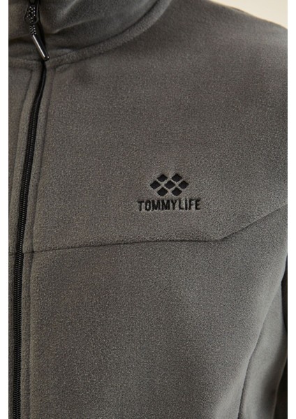 Tommy Life Tommy Life   Çağla Erkek Yazı Nakışlı Dik Yaka Fermuarlı Standart Kalıp Sweatshirt Polar - 87992