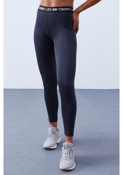Tommy Life Antrasit Kadın Yüksek Bel Yazı Kemerli Slim Fit Dar Paça Tayt - 94546 fiyatları