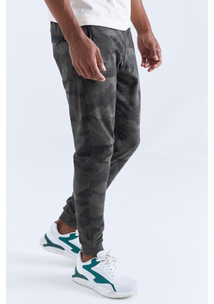 Tommy Life Haki Erkek Kamuflaj Desenli Dar Kesim Jogger Eşofman Alt-84754