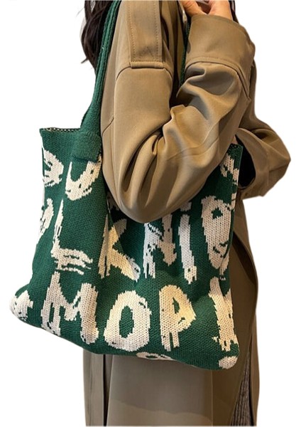 Modaya Uygun Tek Omuzlu Kadın Alışveriş Çantası, Basit ve Çok Yönlü Retro Örgü Çanta, Örgü El Omuz Çantası (Yurt Dışından)