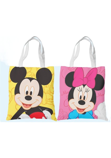1 Mickey Mouse Donald Duck Öğrenci Kanvas Kadın Omuz Taşınabilir Çok Yönlü Basit Edebi Alışveriş Kanvas Çanta (Yurt Dışından)
