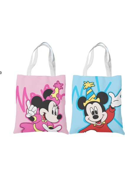 1 Mickey Mouse Donald Duck Öğrenci Kanvas Kadın Omuz Taşınabilir Çok Yönlü Basit Edebi Alışveriş Kanvas Çanta (Yurt Dışından)