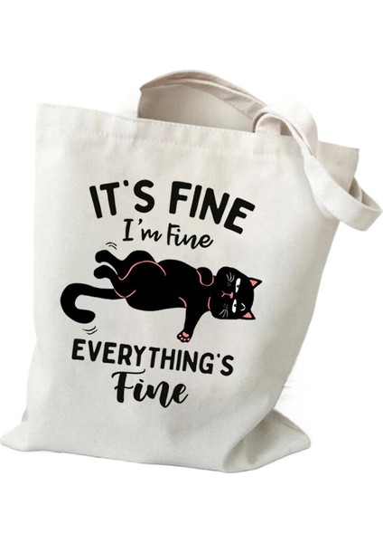 1 Kadın Tote Çanta Bu Güzel Ben Ince Baskı Kanvas Alışveriş Çantası Karikatür Harajuku Kedi Kadın Işe Gidiş-Dönüş Çantası Tote Çanta (Yurt Dışından)