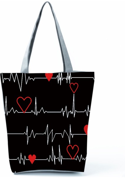 1 Hemşire Kalp Diş Işareti Özelleştirilmiş Eco Shopper Kadın Çantası Rahat Seyahat Çantası Omuz Çantası Polyester Tote Çanta Estetik (Yurt Dışından)