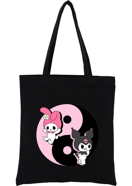 1 Baskılı Kanvas Çanta Harajuku Omuz Çantası Moda El Alışveriş Çantası Stoklarımızda (Yurt Dışından)