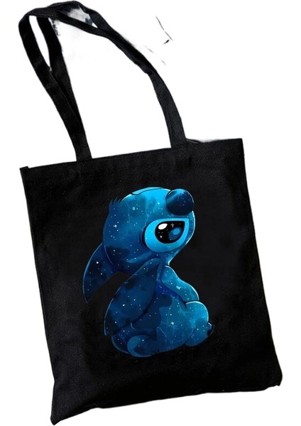 1 Y2K Disney Dikişli Tote Shopper Kanvas Çanta Eko Lilo ve Dikiş Alışveriş Çantası Kadın Tote Harajuku Kadın (Yurt Dışından)