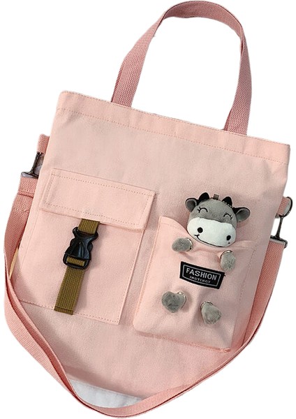 1 Sevimli Ayı ve Kuzu Moda Öğrenci Kanvas Çanta Kadın Taşıma Çantası Omuz Crossbody Çanta Edebi Taşıma Çantası (Yurt Dışından)