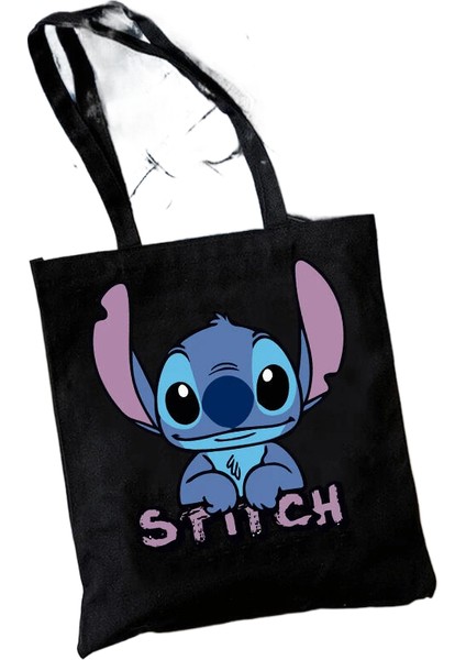 1 Y2K Disney Dikişli Tote Shopper Kanvas Çanta Eko Lilo ve Dikiş Alışveriş Çantası Kadın Tote Harajuku Kadın (Yurt Dışından)