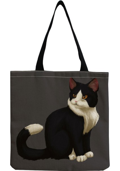 1 Sevimli Kedi Günlüğü Boyama Tote Çanta Kızlar Için Kedi Kaleci Sanat Moda Seyahat Çantası Kadınlar Için Rahat Eko Alışveriş Yüksek Kaliteli Katlanabilir Tote Çanta (Yurt Dışından)