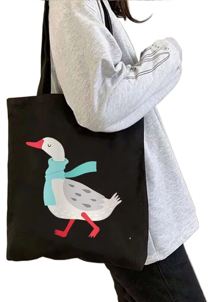 1 Sevimli Moda Karikatür Hayvan Omuz Kanvas Tote Çanta Omuz Çantası Alışveriş Çantası (Yurt Dışından)