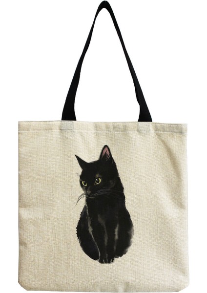 1 Sevimli Kedi Günlüğü Boyama Tote Çanta Kızlar Için Kedi Kaleci Sanat Moda Seyahat Çantası Kadınlar Için Rahat Eko Alışveriş Yüksek Kaliteli Katlanabilir Tote Çanta (Yurt Dışından)