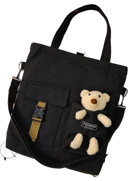 1 Sevimli Ayı ve Kuzu Moda Öğrenci Kanvas Çanta Kadın Taşıma Çantası Omuz Crossbody Çanta Edebi Taşıma Çantası (Yurt Dışından)