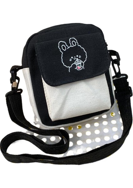 1 Kanvas Küçük Çanta Kadın Yaz Yeni Kore Japon Sevimli Tek Omuz Crossbody Çanta Kore Ins Kız Basit Öğrenci (Yurt Dışından)