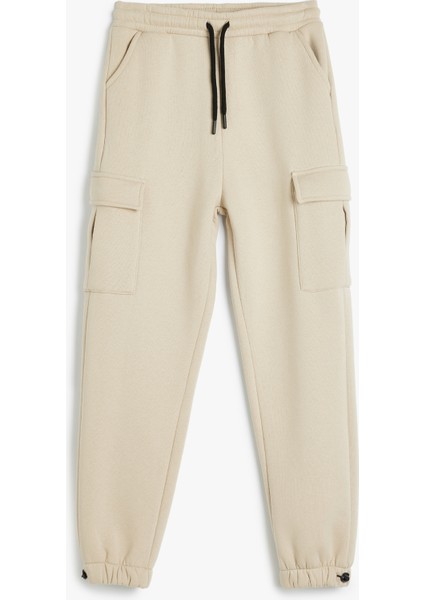 Jogger Eşofman Altı Kargo Cepli Beli Bağlamalı Şardonlu