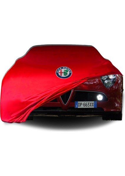 Ultra Shop Alfa Romeo 4C Cope Araba Brandası Kırmızı Kumaş Penye Toz Geçirmez Garaj Brandası Oto Branda