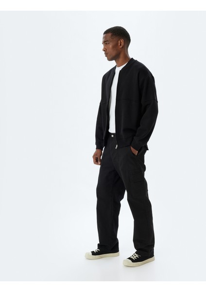 Oversize Sweatshirt Fermuarlı Dikiş Detaylı Şardonlu Pamuk Karışımlı fiyatları