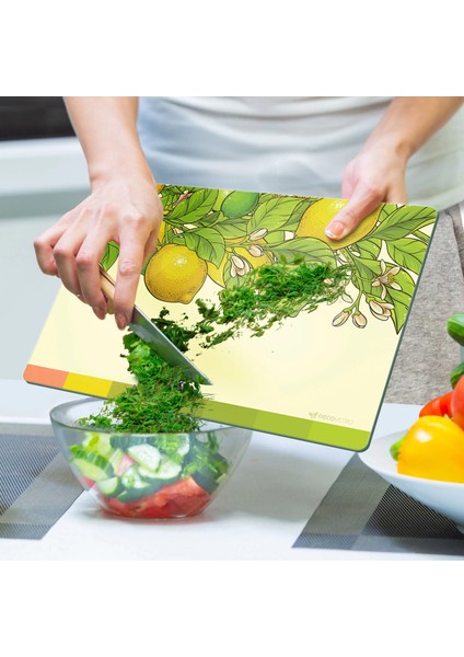 Cam Kesme Tahtası ve Sunumluk Vintage Lime 20X30 cm modelleri