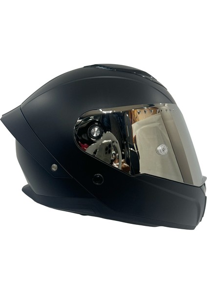 850 Matt Black Ayna Vizör Full Face Motosiklet Kaskı