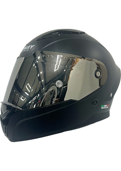 850 Matt Black Ayna Vizör Full Face Motosiklet Kaskı