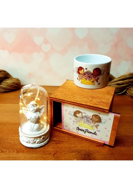 Best Friends Kupa ve Masum Melek Işıklı Küre Arkadaşa Hediye Seti