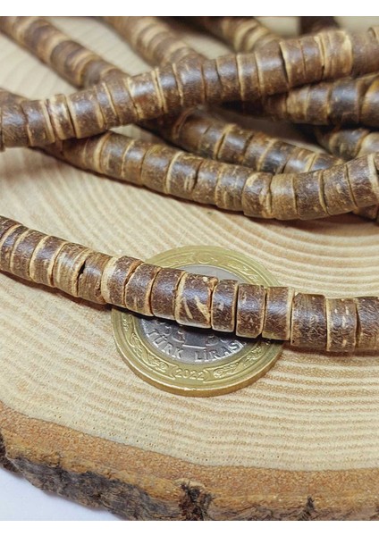 Hindistan Cevizi Kabuğu Ahşap Dizi Silindir Kesim 3.5*7mm (53066)