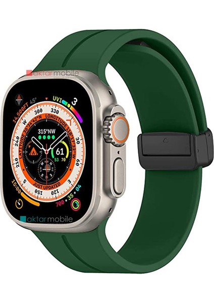 Apple Watch 10 42 mm Uyumlu Silikon Kordon Magnetik D Tokalı Spor Kayış Mıknatıslı Toka indirimleri