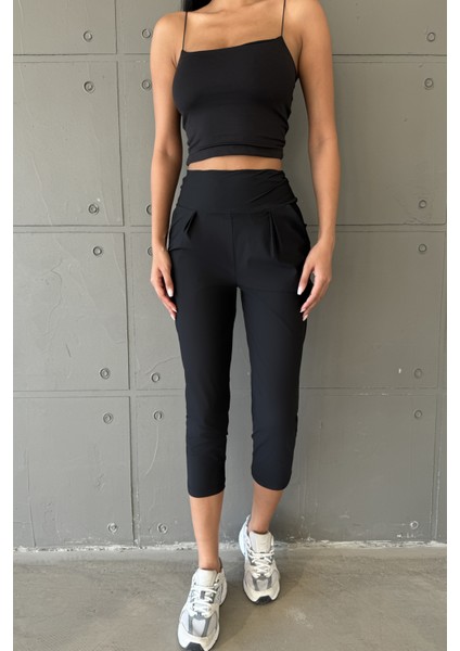 Esnek Ip Aslkılı, Kadın Örme Esnek Crop Top Atlet Bluz @terni