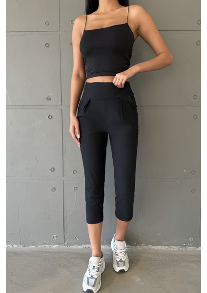 Esnek Ip Aslkılı, Kadın Örme Esnek Crop Top Atlet Bluz @terni