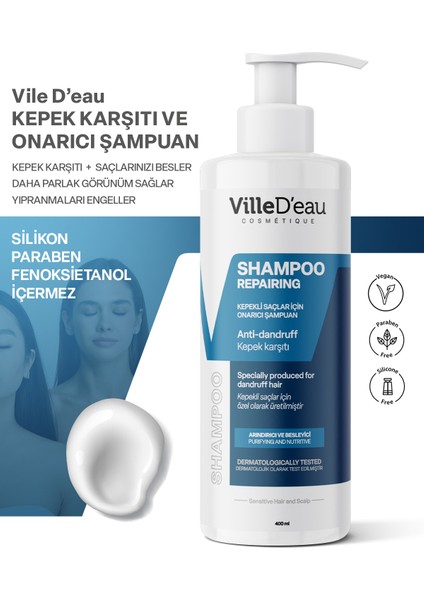 Kepekli Saçlar İçin Onarıcı - Arındırıcı ve Besleyici Şampuan 400 ml