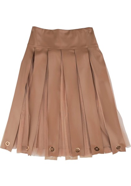 Kız Çocuk Pilili Deri Etek