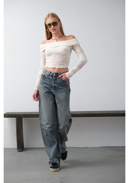 Bol Kesim Ekstra Yüksek Bel Rahat Fit Geniş Paça Baggy Jean Kot Salaş Kadın Pantolon @crotone