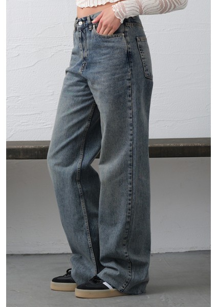 Bol Kesim Ekstra Yüksek Bel Rahat Fit Geniş Paça Baggy Jean Kot Salaş Kadın Pantolon @crotone fiyatları