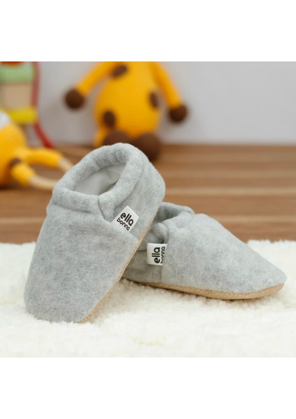 Polar Bebek Pandufu Ev Patiği, Kaydırmaz Taban, Organik Pamuk Astar Kreş Ayakkabısı, Gri