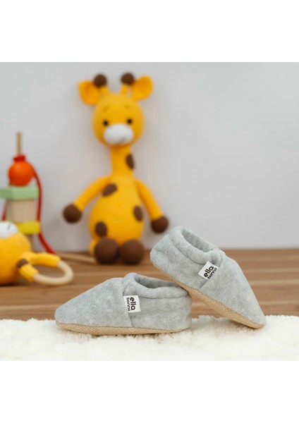 Polar Bebek Pandufu Ev Patiği, Kaydırmaz Taban, Organik Pamuk Astar Kreş Ayakkabısı, Gri